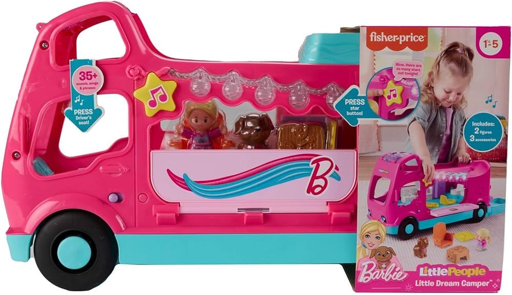 Fisher-Price Little People Leerzame Camper met Lichtjes meertalige versie, 2-in-1 voertuig en speelset met lichtjes en liedjes, vanaf 1 jaar HJN42 Fisher-Price Little People Leerzame Camper met Lichtjes meertalige versie, 2-in-1 voertuig en speelset met lichtjes en liedjes, vanaf 1 jaar HJN42