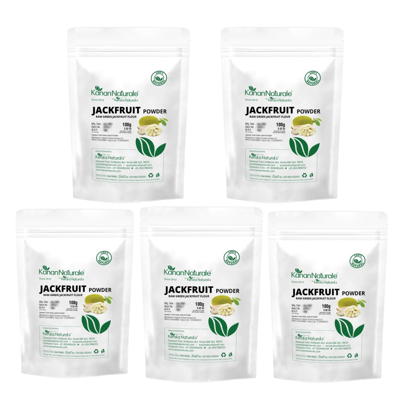Kanan Naturale Raw Green Jackfruit Powder, 500g (100g x 5 Packs)