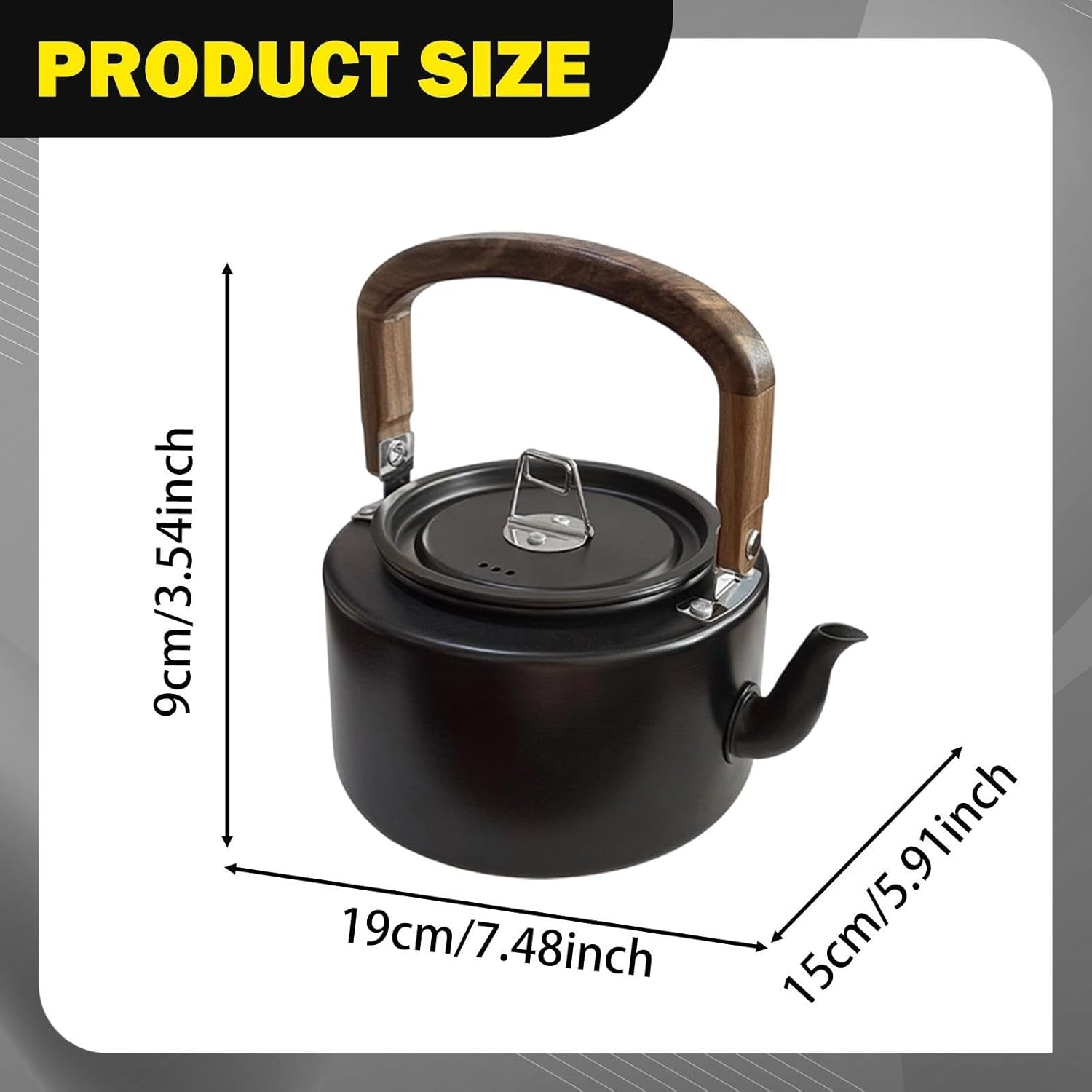 Camping Kettle Tea Coffee Pot Teapot with Handle for Hiking Backpacking, Black