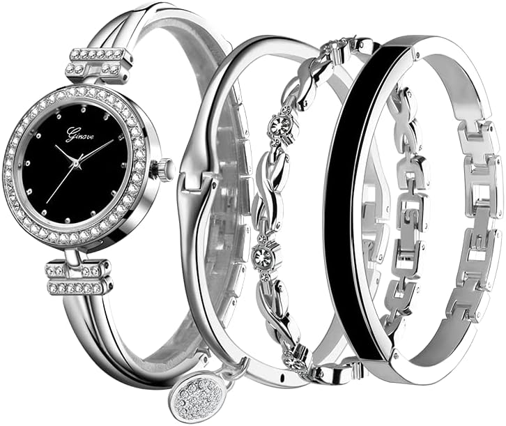 Women Watch and Bracelet Set Stylish Wrist Watch for Women Luxury Watch and Bangle Set Birthday Gifts for Ladies