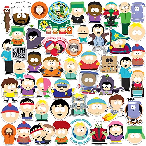 South Park Character Sticker Pack Bundle Die-Cut Vinyl Large Deluxe Stickers Variety Pack for Laptop Water Bottle Scrapbooking Tablet Indoor & Outdoor Set of 50