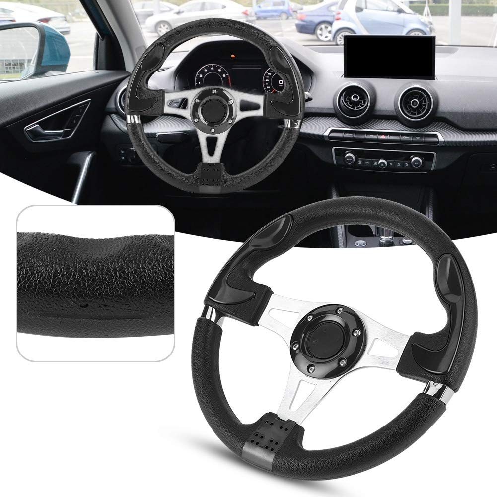 Volante da Corsa, Volante Sportivo per Auto da 320 Mm/12,5 Pollici con Pulsante Clacson Parti Modificate Automatiche Universali(Nero)
