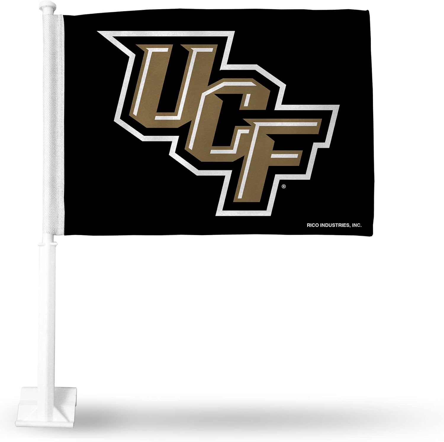 Rico Industries NCAA Central Florida Knights Black Double Sided Double Sided Car Flag - 16" x 19" - Strong Pole That Hooks onto Car/Truck/Automobile