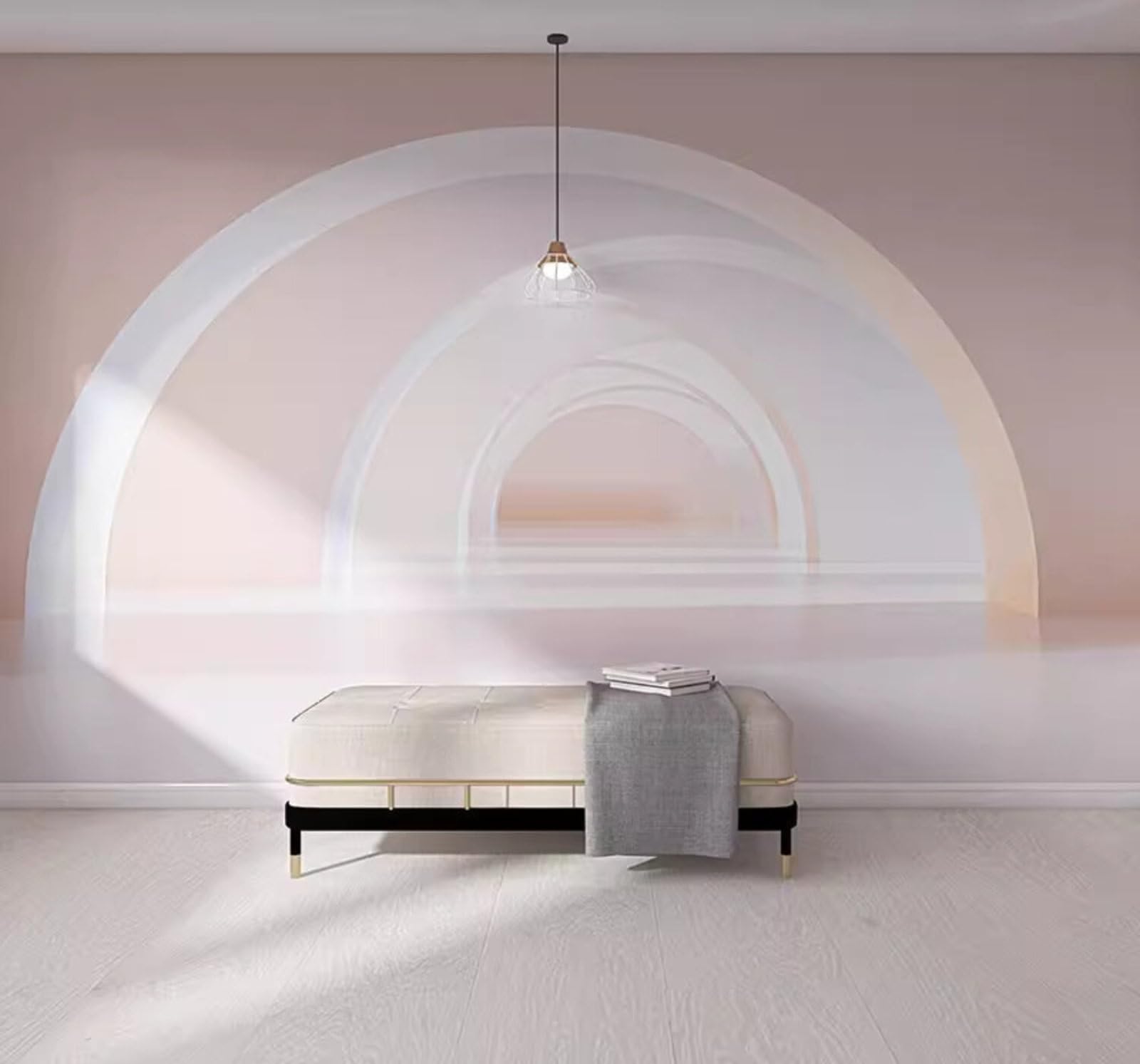 Wallpaper-3D-Xlm 200Cm×140Cm(B×H) Three Dimensional Minimalist Pink Archway Visual Extension 3D Wallpaper Easy Install Feature Office Living Room Sofa Bedroom Tv Background Wall Decoration-200Cm×140Cm
