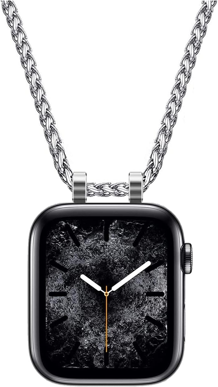 Necklace Adapter Pendant Compatible with Apple Watch, Infinity & Double Loop Connector Comes with 32inch Stainless Rollo Wheat Chain 3mm for iWatch Series 10/9/8/7/6/5/4/SE/Ultra 2/Ultra