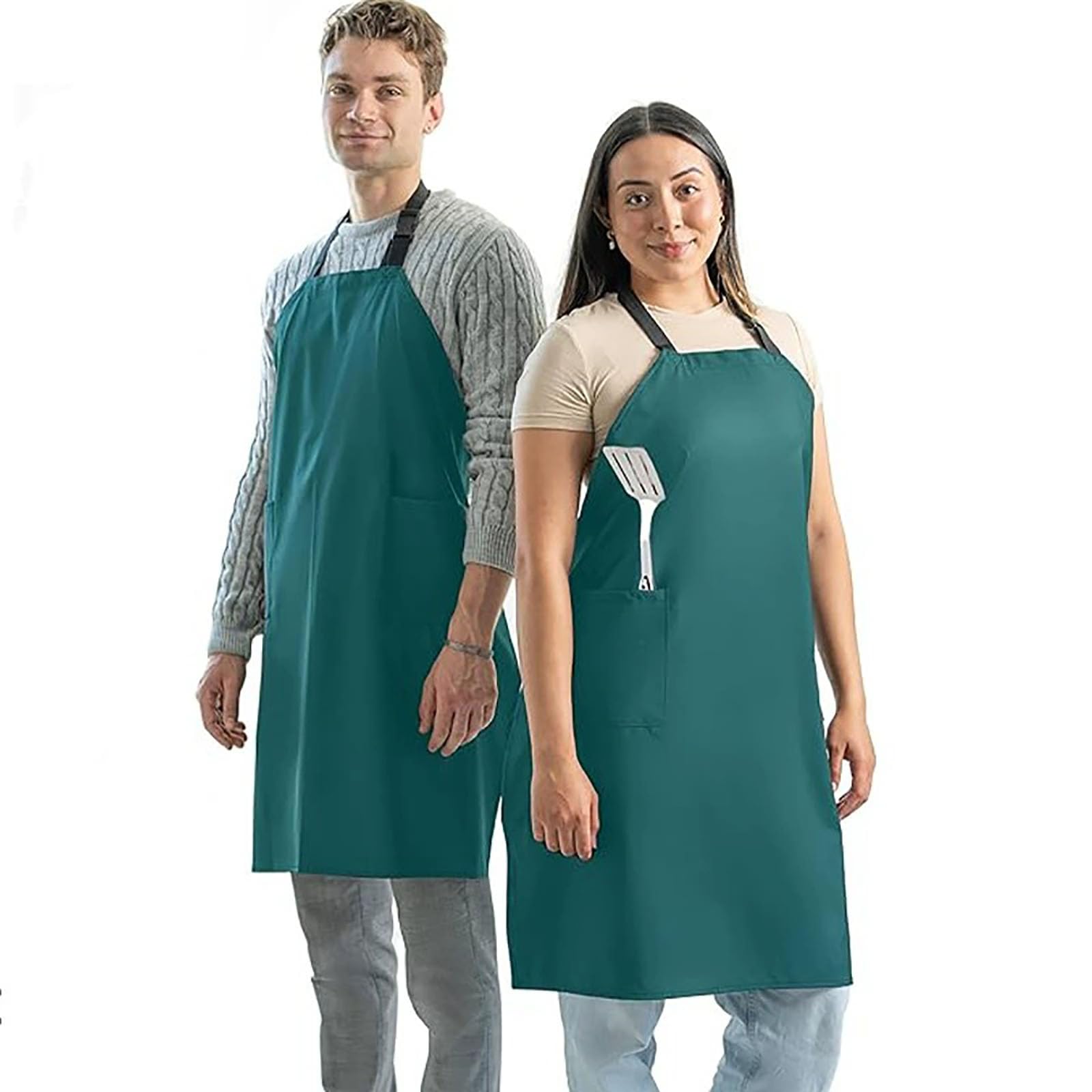 Tablier imperméable vert réglable avec poches double protection pour adulte