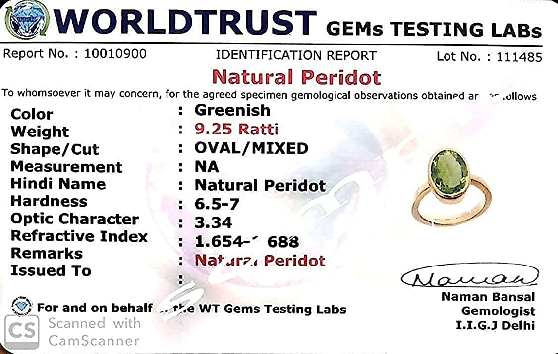 Péridot naturel non chauffé certifié 6,25 carat pour homme et femme par laboratoire – Certifiée, pierre précieuse en vrac, péridot, Pierre précieuse en vrac, Péridot