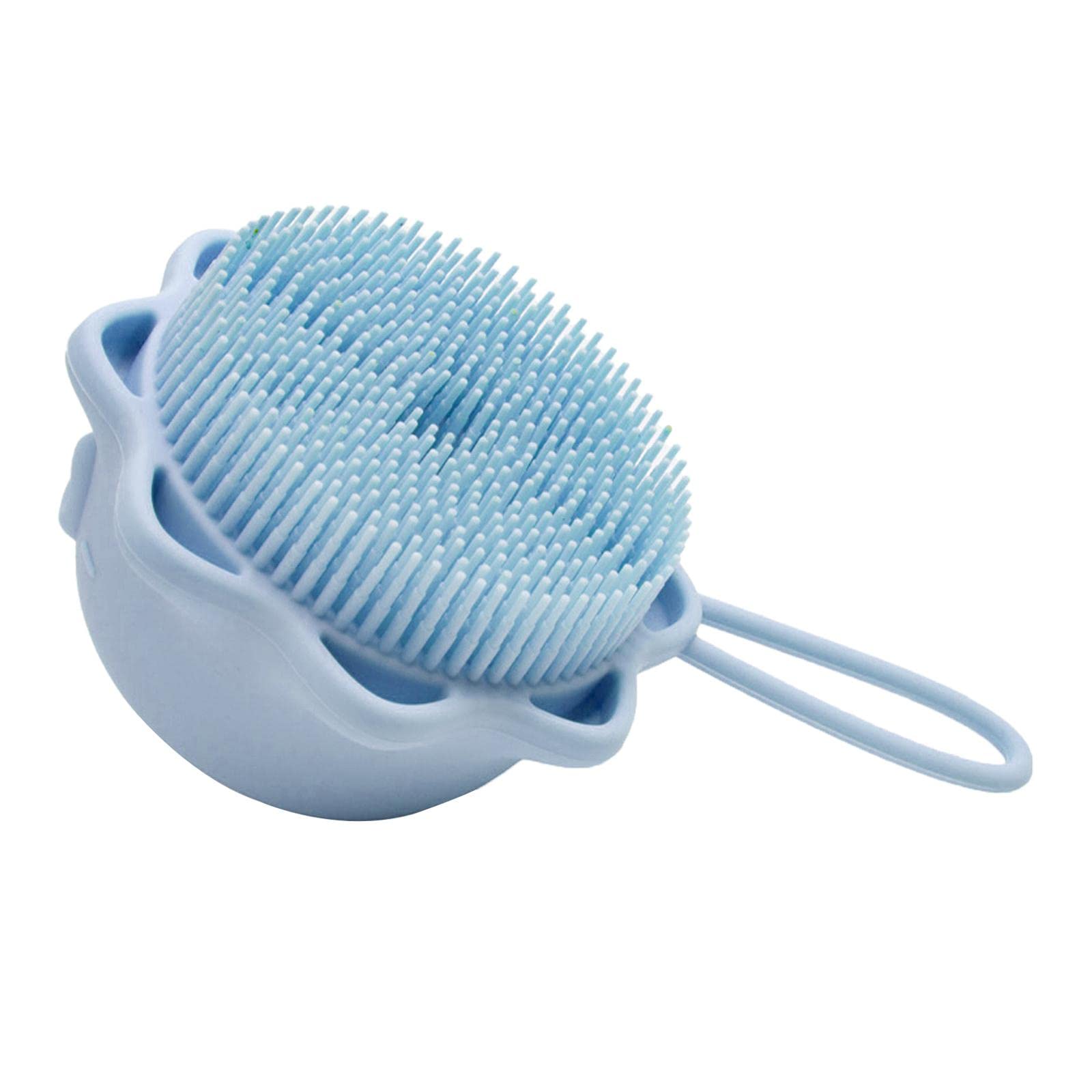 Silicone Bath Brush with Soap Dispenser for Kids Babies Adult Light Blue S-image-24