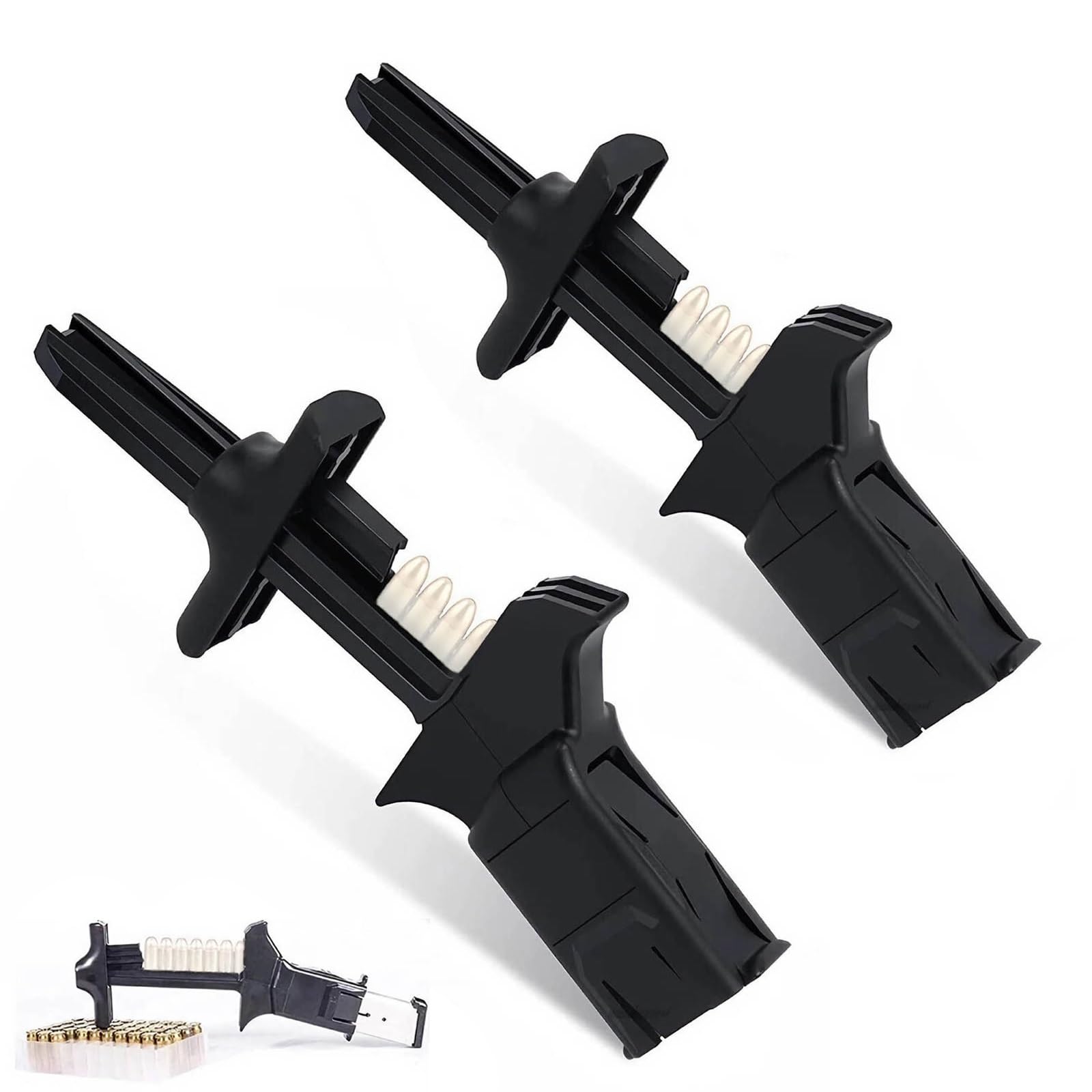 Cargador Rápido de Cargadores para 9 mm y .40 S&W: Cargador Rápido de 2 Pasos, Recarga Sin Esfuerzo y Sin Atascos, Herramienta de Carga Rápida Ergonómica y Portátil