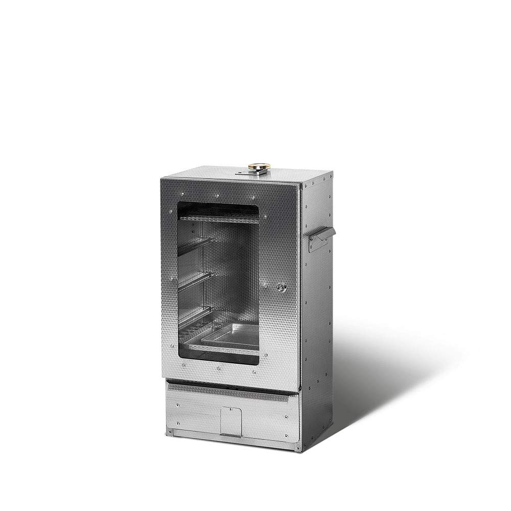 SMOKI - Horno para ahumar con un tamaño de 70 x 39 x 26 cm y ventana de visibilidad, fabricado en acero inoxidable cromado 1.4016