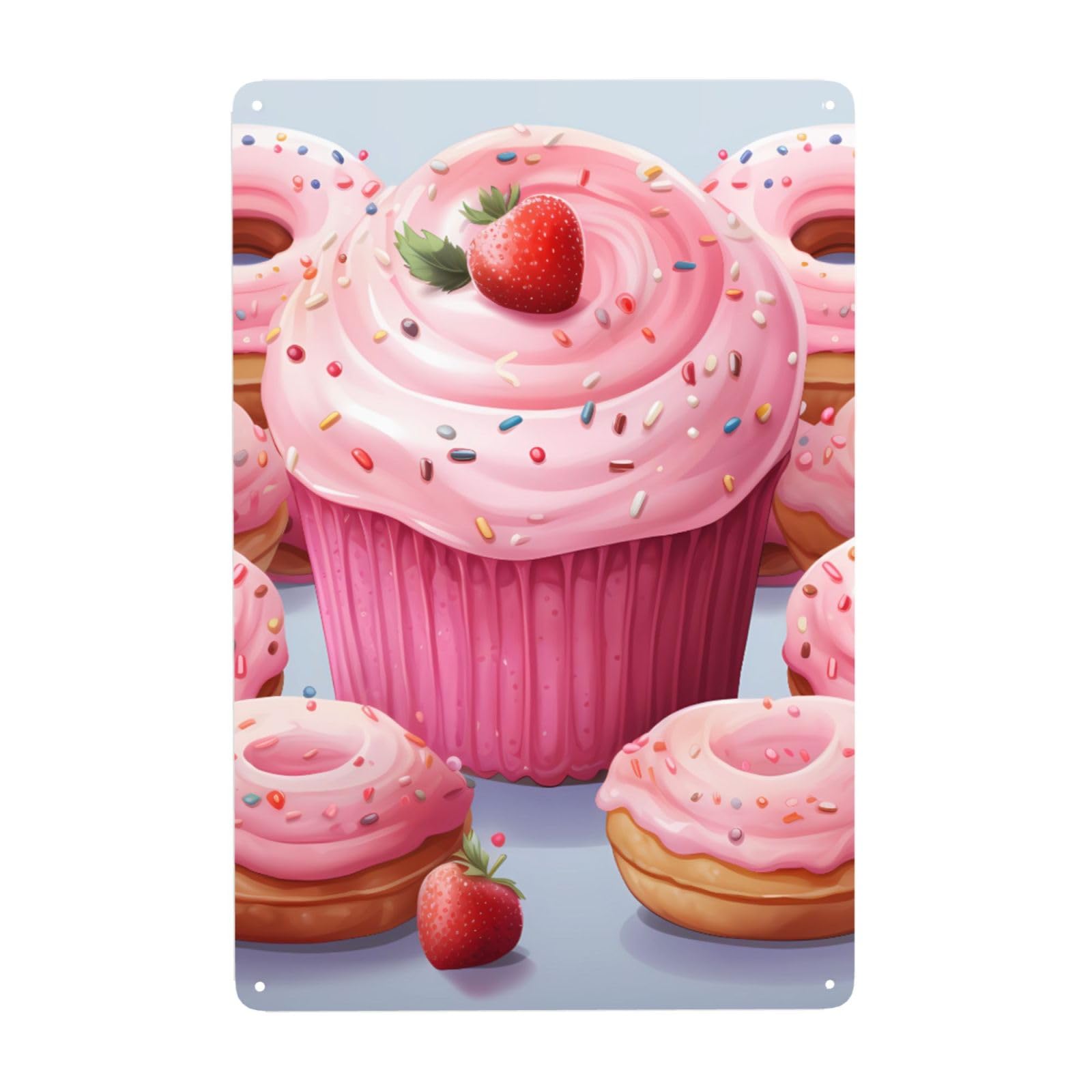 Fodpand White Vintage Tin Signs Metal Retro Wall Art Decor - Wall Hanging Decorative Plaque 8X12 Inch, Cupcake Metal Signs For Home Yoga Cafes, Funny Metal Poster For Gifts