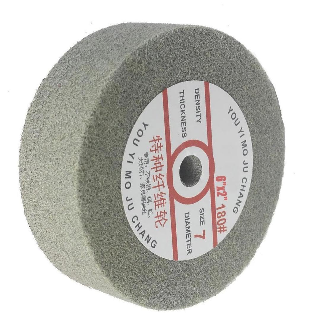 JUNLIXN 6" x 2" Extra Thick Fiber Buffing Wheel, 5/8" Arbor 180 Grit Nylon Fiber Deburring Wheels for Bench Grinder (7 P)