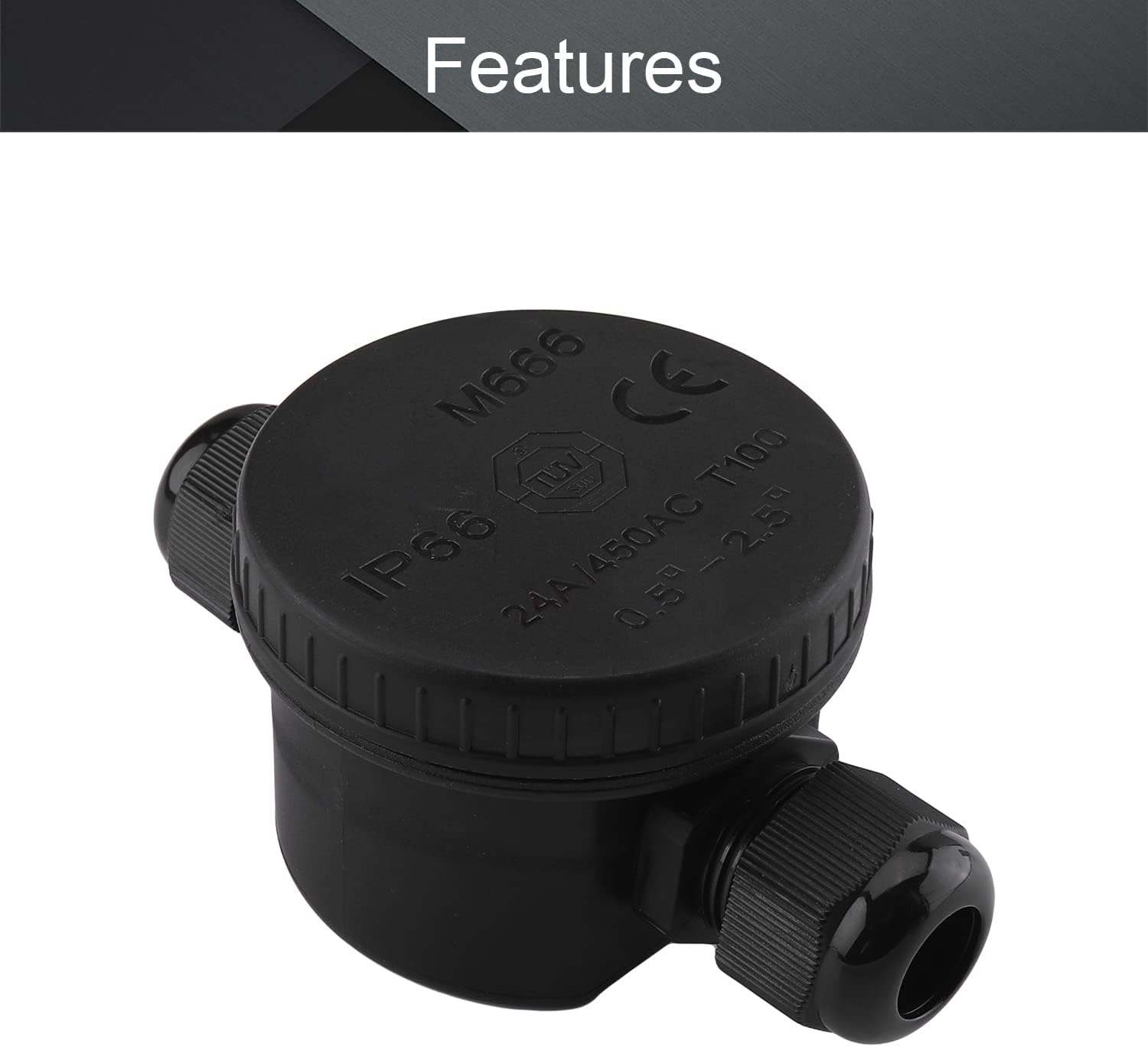 Fielect External Junction Box M20 Cable Gland Underground Electrical Junction Box Waterproof IP66 Outdoor Junction Box, 2 Way Plug Line Electric Power Cord Boxes, FSH710