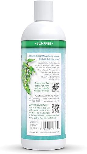 Miniatura 3 de Auromere Champú ayurvédico, aloe vera neem, vegano, natural, sin sulfato, sin parabenos para cabello seco a normal