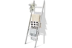 5 Tier White Wash Wooden Blanket Ladder