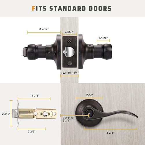 Miniatura 5 de KNOBWELL Paquete de 2 pomos de puerta de bronce, palancas de manija de puerta exterior para puertas delanteras, manija de puerta de entrada con