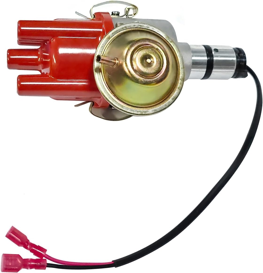 034 Vacuum Advance Electronic Distributor Fits for VW Bug Beetle Campmobile Fastback Karmann Ghia Squareback Transporter 1954-1979, Replace 0231170034 0231170034EL (Red Bakelite Cap)