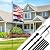 Acostop 10 FT Heavy Duty Flag Poles in Ground with 5 Pronges Base- Extra Thick Flag Pole Kit for Yard, Fit for 2 Flags- Windproof Ground Flag Poles for Outside House Residential or Commercial, Black