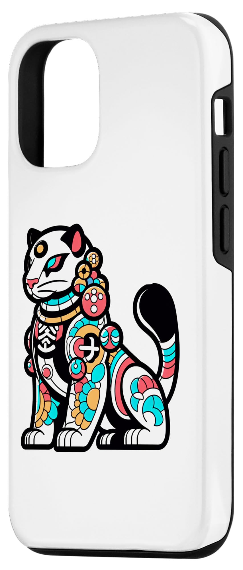 iPhone 15 Jewels and Patterns: Cat with Colorful Vibrant Adornments Case - Image 2