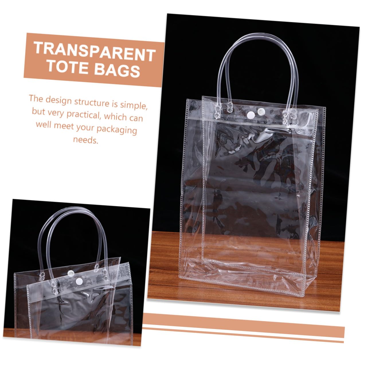 TOGEVAL 24 piezas Bolsas de Plástico Transparentes Reutilizables con Asas Mediano Pack de Unidades para Regalos y Fiestas Resistentes y Fáciles de Usar