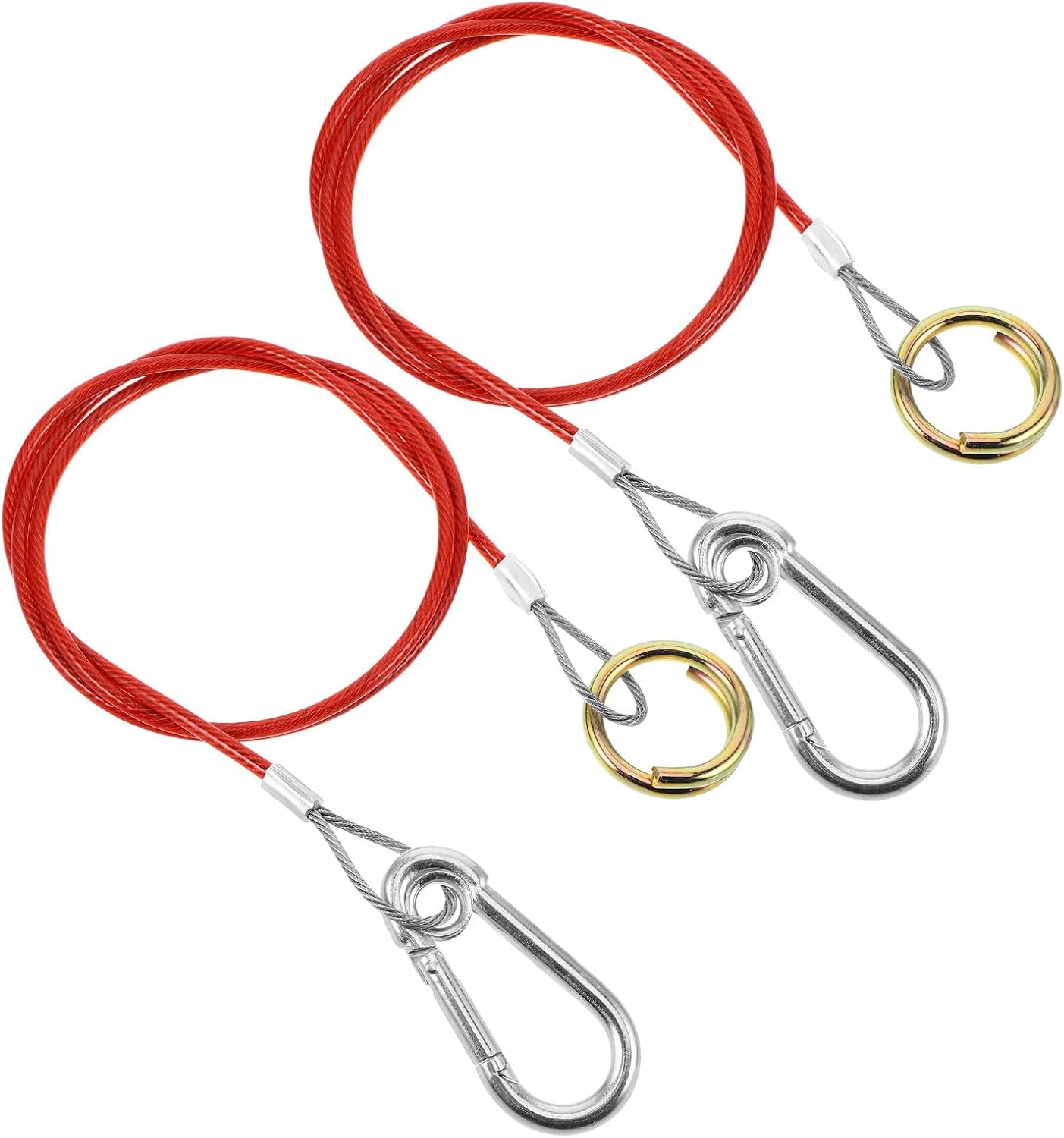 2Pcs Red Trailer Breakaway Cables, Heavy Duty Steel Wire Hooks