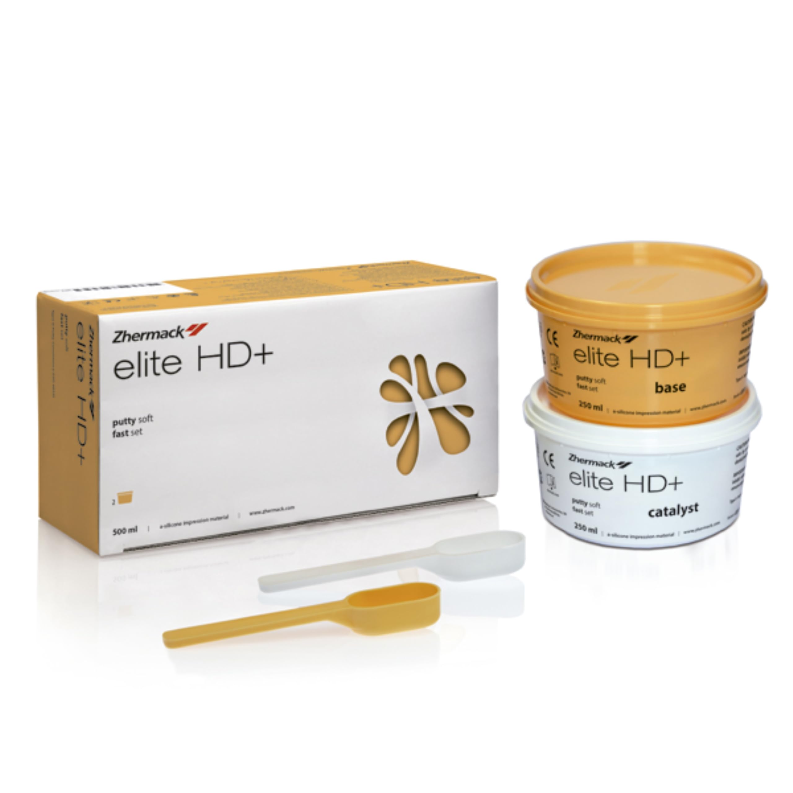 Elite HD+Putty Soft Fast Set 2x250 ml – Silicona de Adición de Alta Precisión – Fraguado Rápido y Viscosidad Elevada – Resistente al Desgarro – Ideal en Prótesis Fijas e Impresiones Dentales