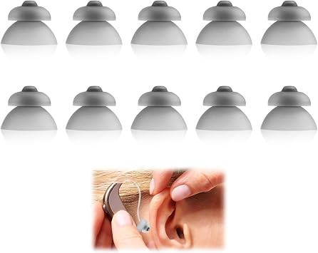 10 Pack Hearing Aid Domes for Phonak, Sound Amplifier Ear Pieces Double Layer Open Domes Washable Anti Static Silicone Earbud Tips Replacement Hearing Aid Accessories for Seniors (L, 13mm)