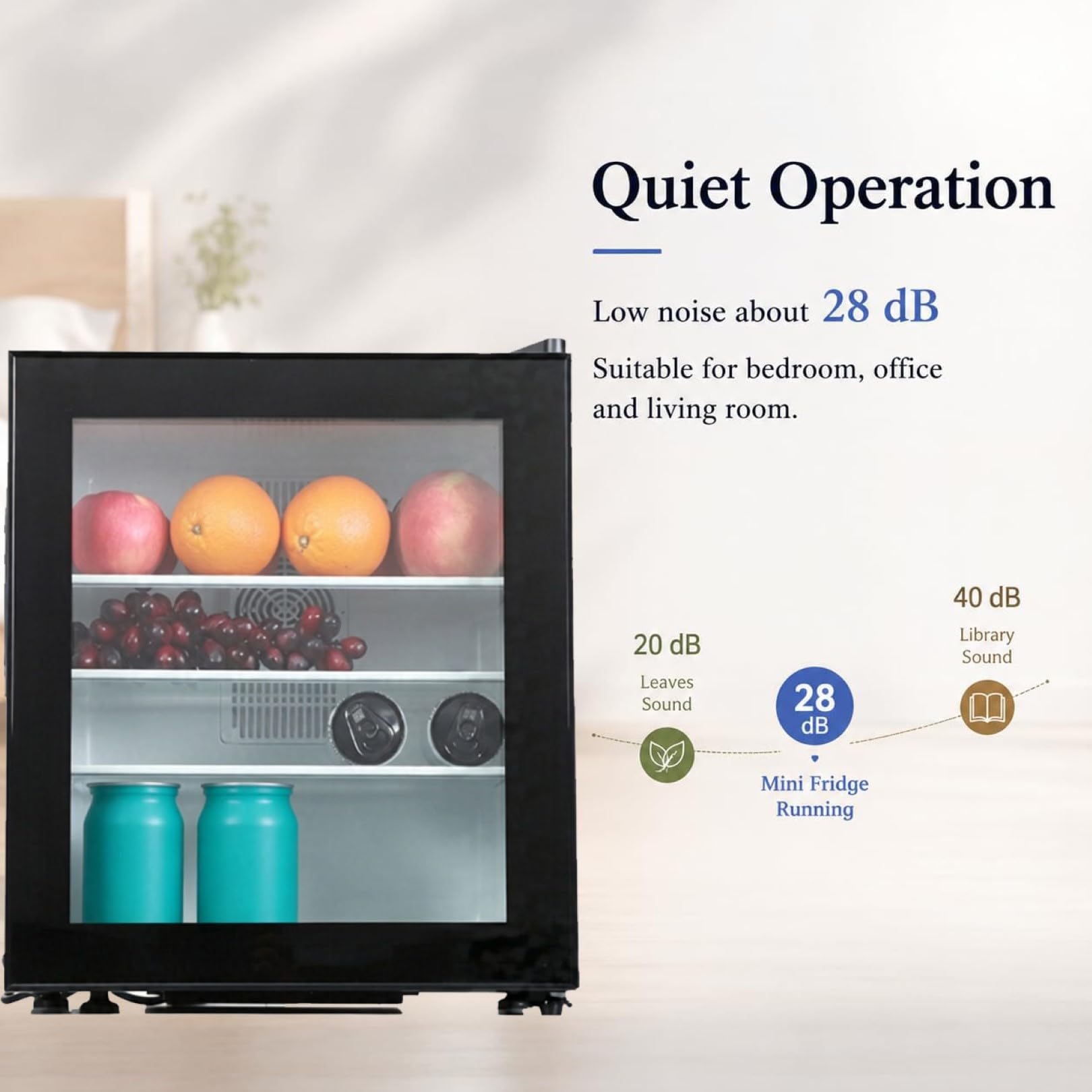 Congelatore Verticale Compatto, Congelatore da Tavolo da 30L | Con Porta In Vetro, Frigorifero Silenzioso da 28Db a Porta Singola per Ufficio, Dormitorio, Appartamento, Bevande e Snack