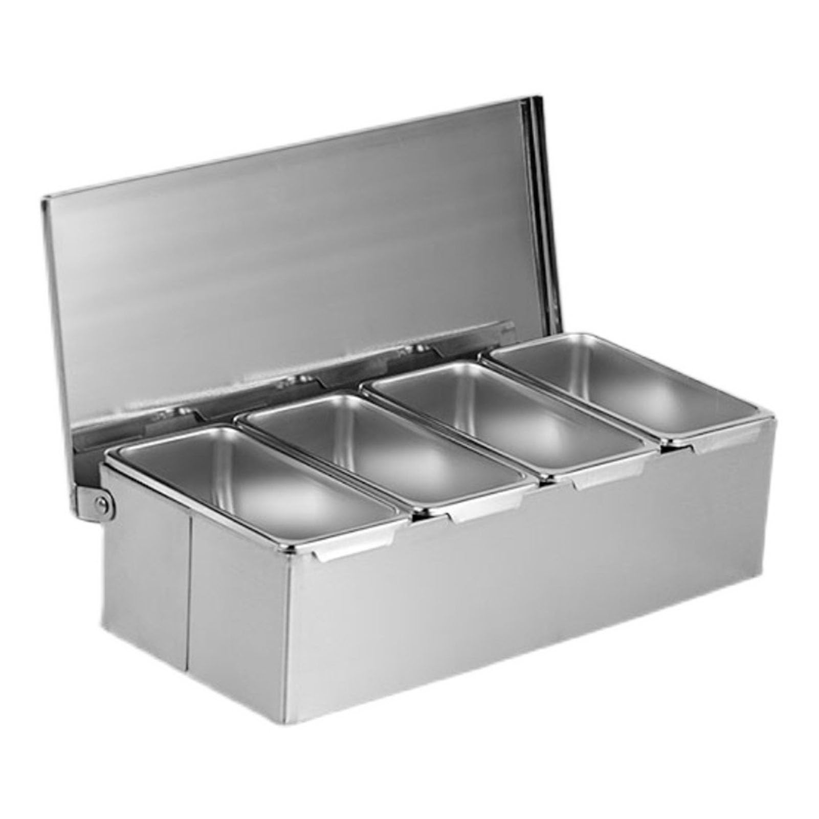 Yunir Grands Plateaux de Boîte D'assaisonnement à 4 Grilles, en Acier Inoxydable, Boîte à épices Grand Espace, Boîte D'organisation D'assaisonnement, Pots à Condiments pour Collations