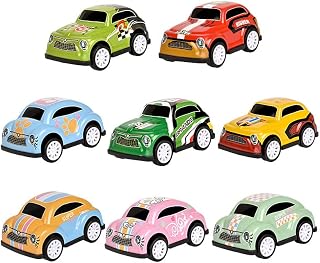SULOLI 8PCS Pull Back Cars,Mini Push and Go Car Toy,Pull Back Racing Vehicles for 2 3 5 Year Olds Boys Party Bags Fillers