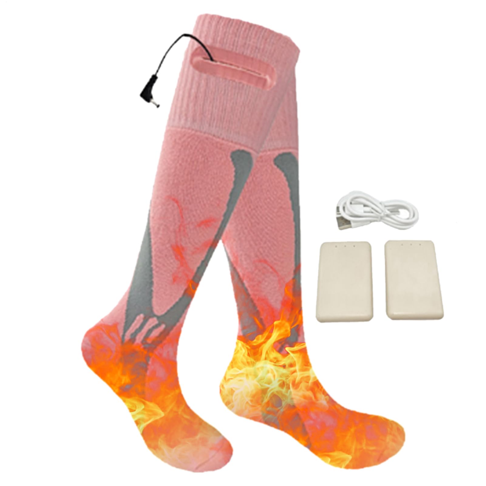 Calcetines térmicos – Calcetines eléctricos recargables alimentados por batería, 2500 mAh, calcetines calientes inteligentes ajustables, material de algodón resistente al desgaste, calcetín de