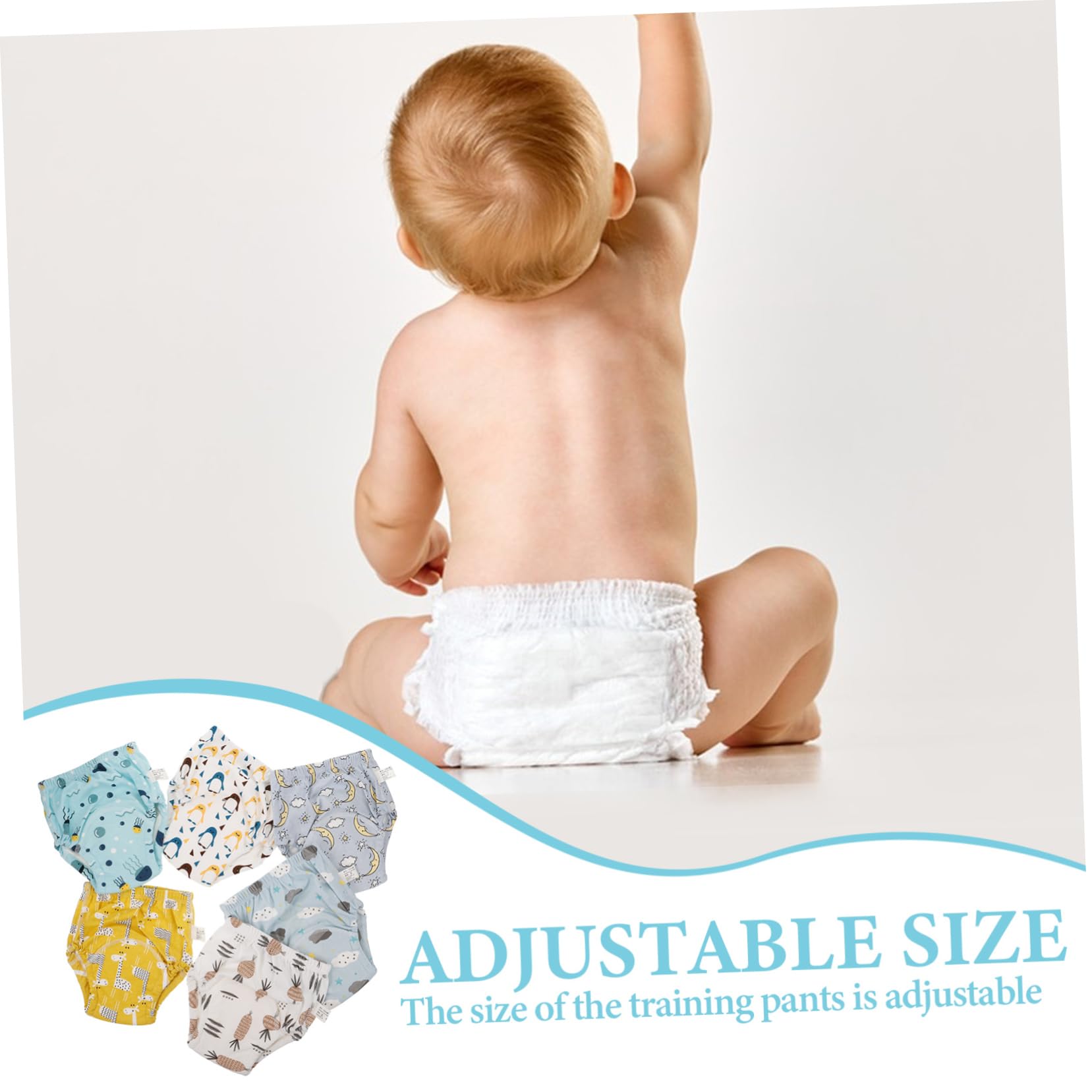 6 Stück-pack Wiederverwendbare Babywindelhosen aus Baumwolle Auslaufsicher Waschbar für 0-9kg Töpfchentraining für Babys