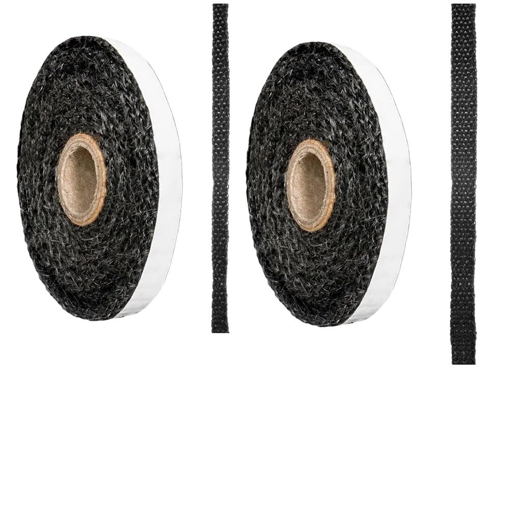 FORINC Stove Door Gasket Cuerda Plana De Fibra De Vidrio para Estufa, Autoadhesiva, Sellado De Vidrio, Alta Temperatura, Color Negro, 10/15mm Rope Gasket (Color : 10mm)