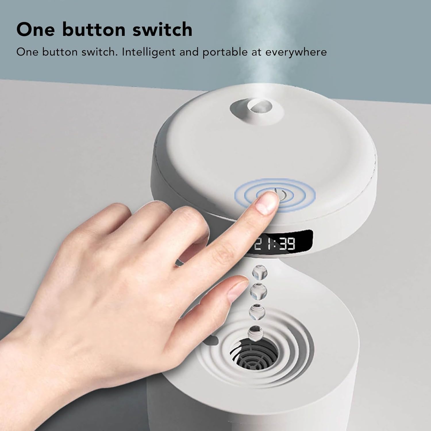 800ML Humidifiers USB Powered, Anti Cool Mist Humidifier,Water Drop Humidifier, Portable Air Enrichment Humidifier for Office Desk Yoga (White)