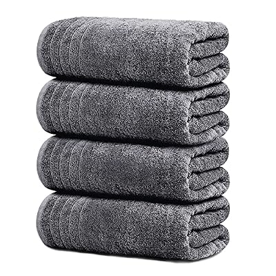 Tens Towels 4 Piece Extra Large Bath Towels 30 x 60 Inches, Dark Grey