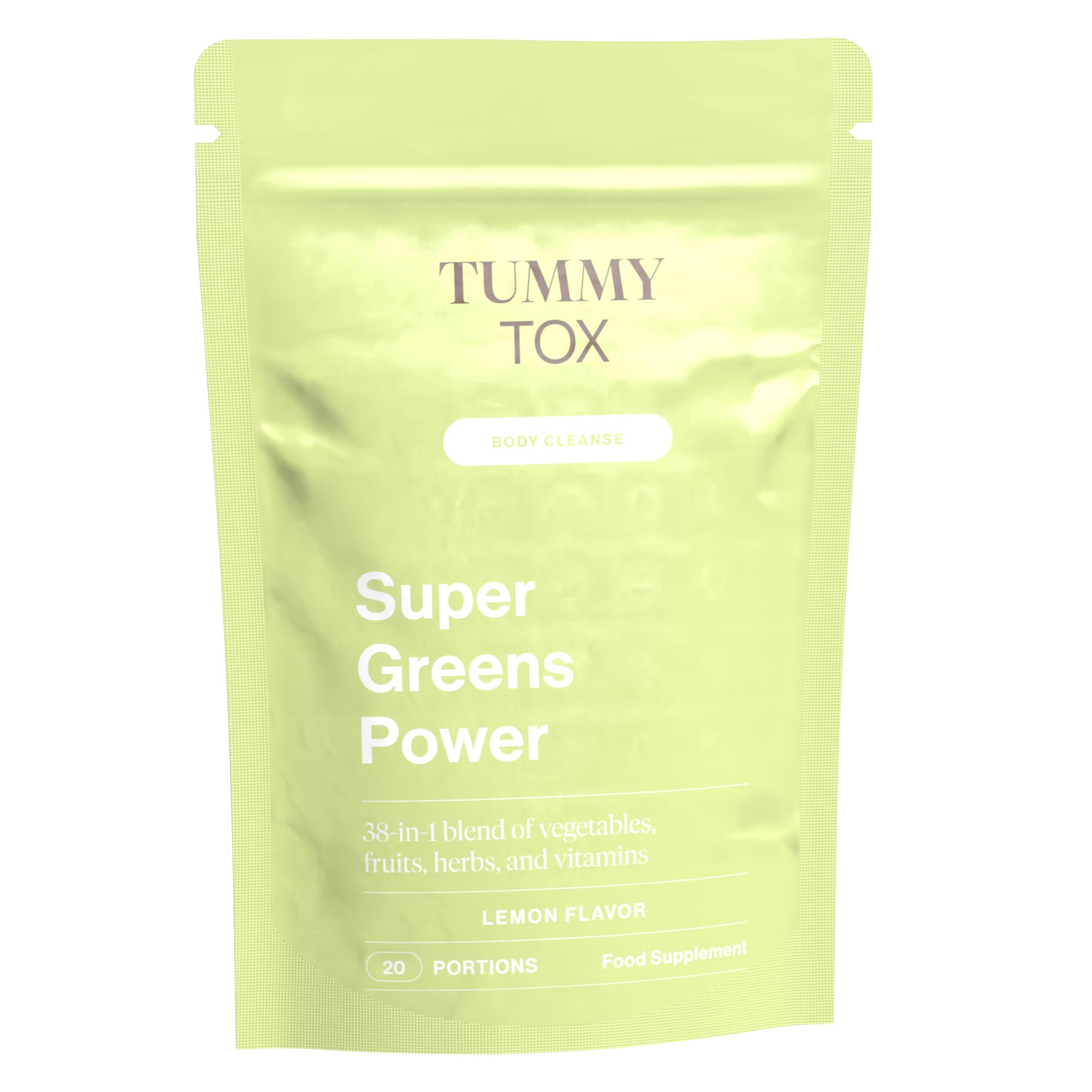 Super Greens Power con Guaranà, Inulina e Tè Verde - Gusto Limone - Bevanda Supergreen in Polvere con Radice di Cicoria, Carciofo, Colina e Vitamine - 160 g - TummyTox