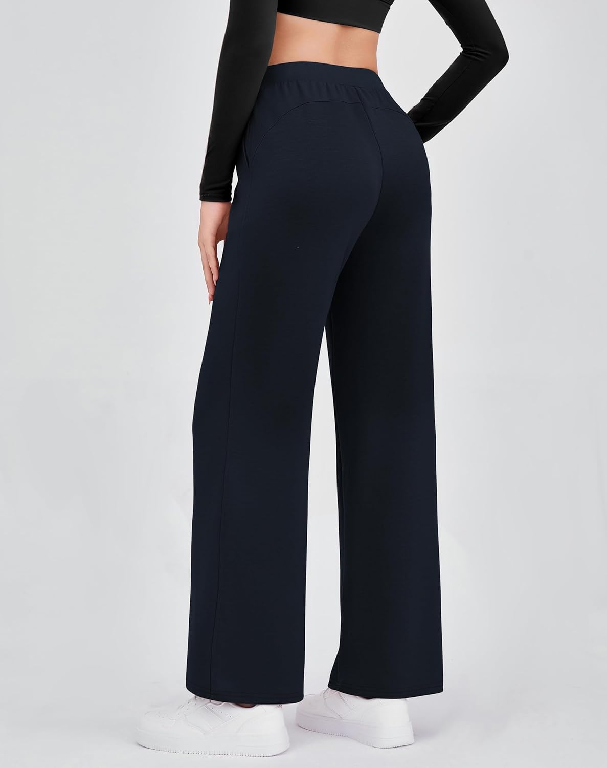 Gracyoga Women Wide Leg Casual Pants High Waisted Sweatpants Dress Pants Stretchy Work Pants Slacks Trousers with Pockets - Image 3