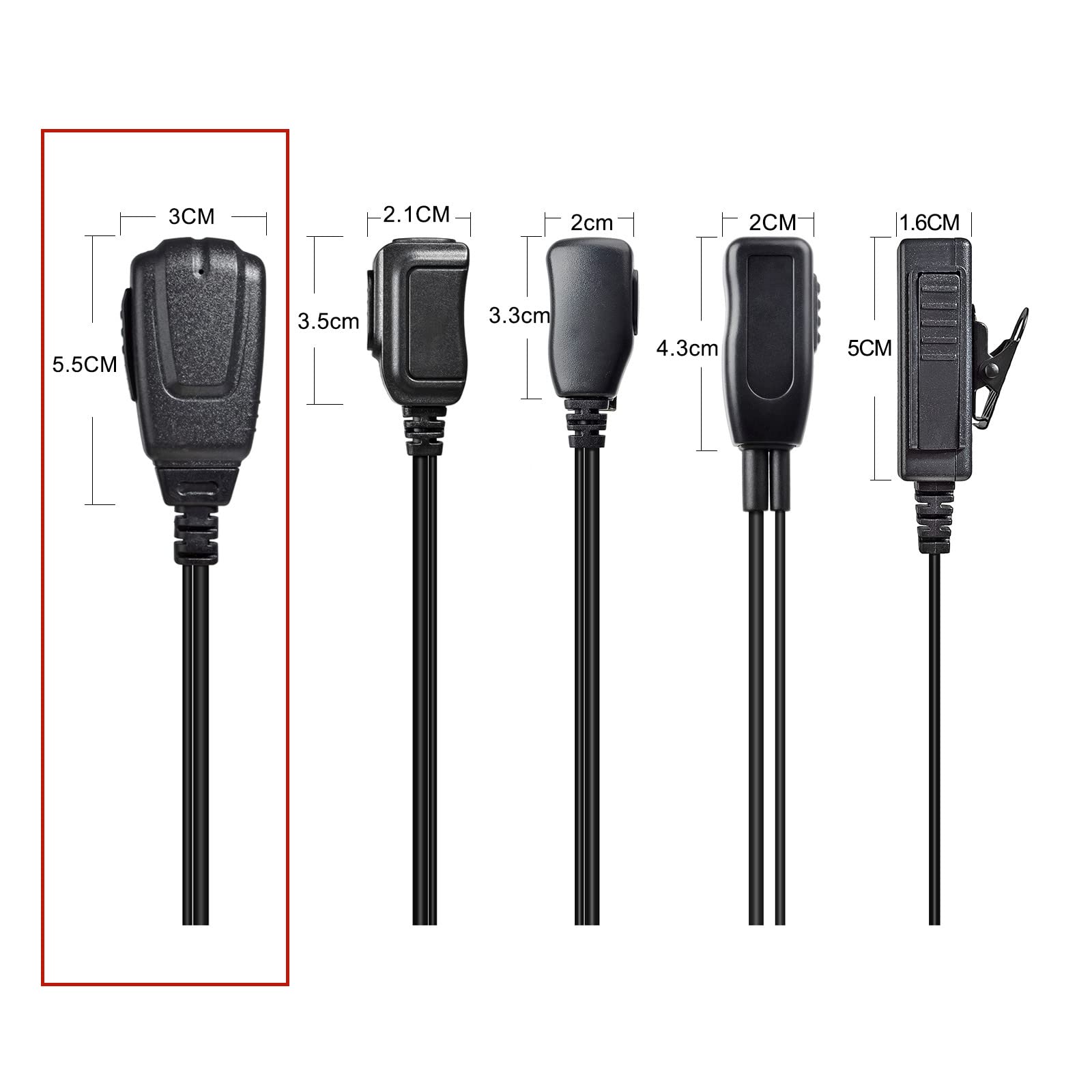 2-Pin Funkgeräte Headset mit Mikrofon PTT | kompatibel mit Retevis Baofeng UV5R Kenwood TK250 Walkie Talkie