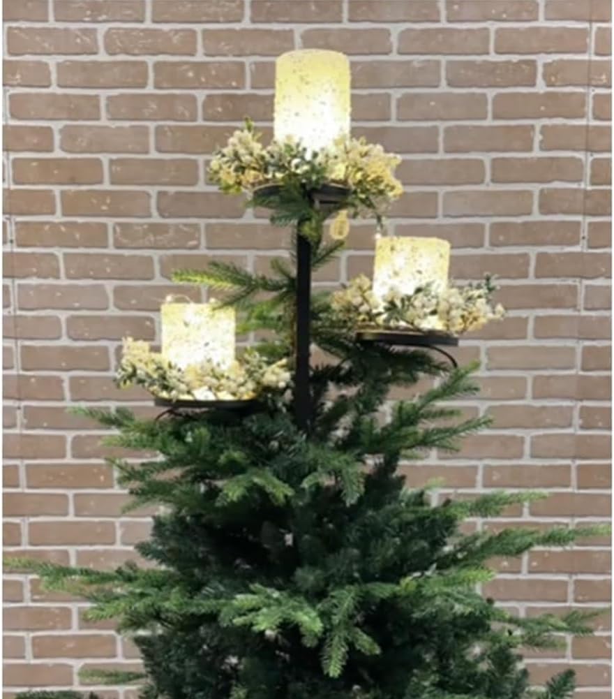 Christmas Candle Holder,Black Triple Tree Topper Candle Holder,Tree Topper Candle Holder,Candelabra Tree Topper,Christmas Topper Unique,Light up Tree Decor,Indoor Bedroom Tableware Kitchen(3pcs)