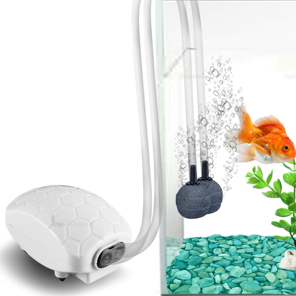 Aquarium Dual Air Pump With 2 Air Stones, Ideal for Breeders and Hydroponics, Space-Saving Practical Design, Lower Your Energy Bill,…