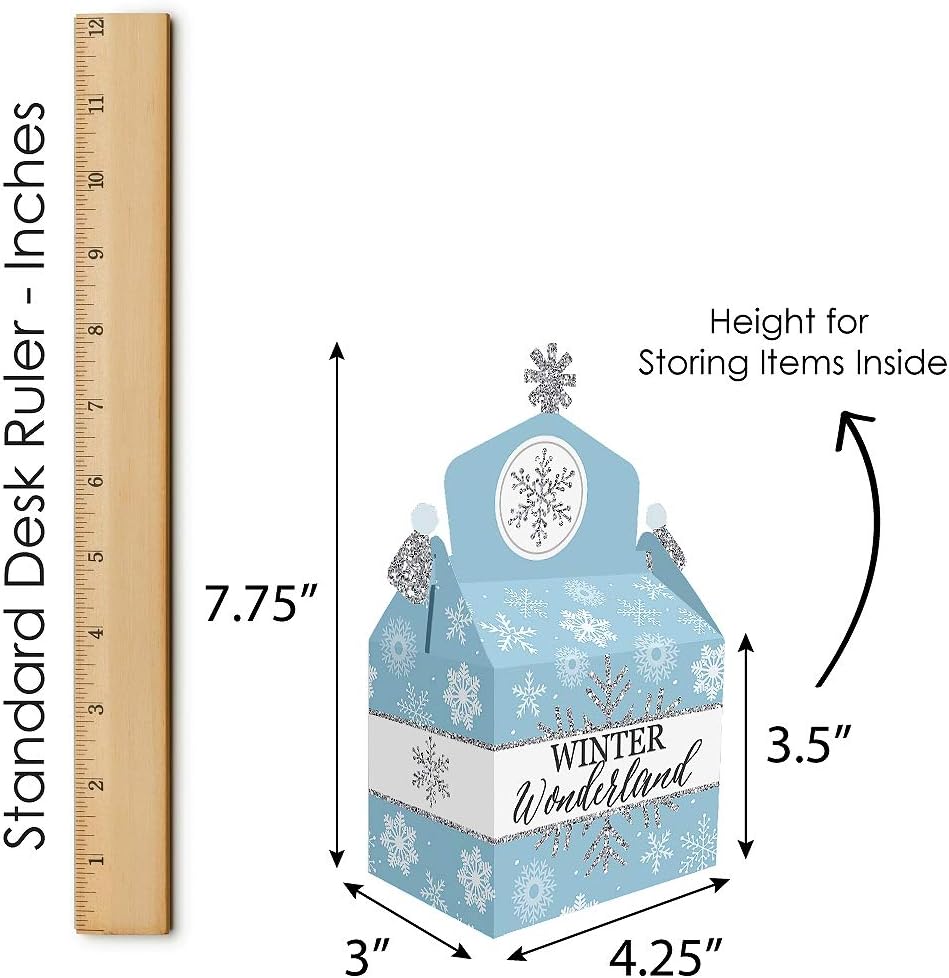 Big Dot of Happiness Winter Wonderland - Treat Box Party Favors - Snowflake Holiday Party and Winter Wedding Goodie Gable Boxes - Set of 12 - Image 6
