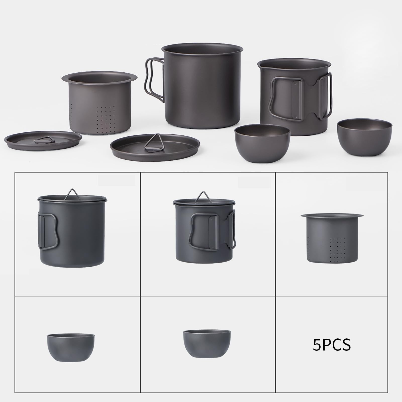 Set di tè moderni in metallo 5 pezzi accessori esterni portatili design per birra rapida per avventurieri esploratori tè in metallo set per viaggi
