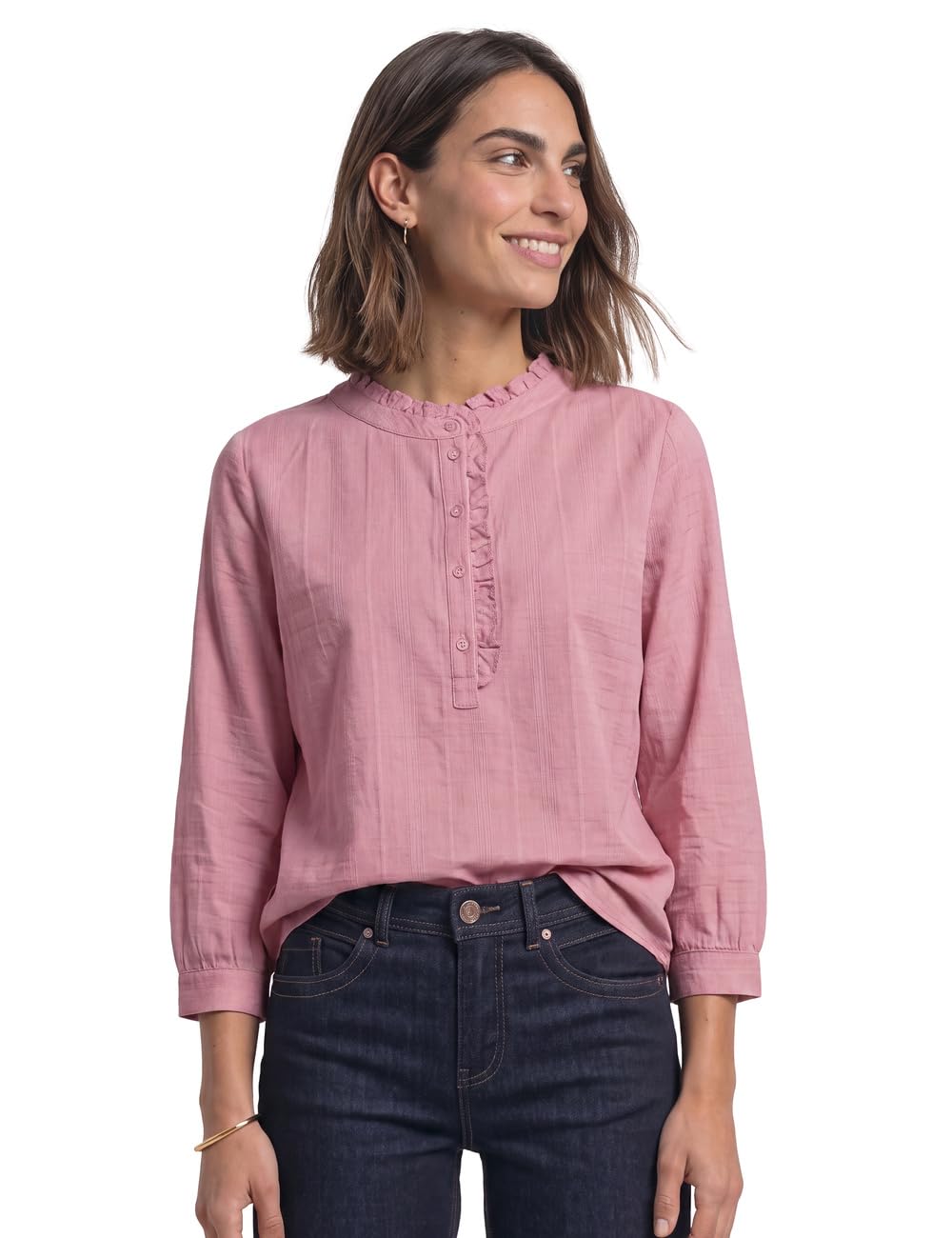Street One Damen Langarm Cordbluse mit Rüschendetails