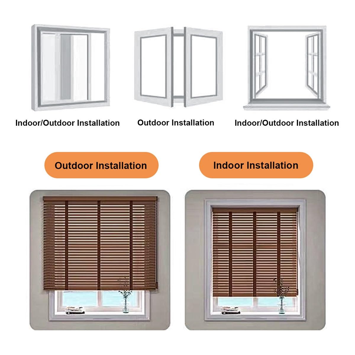 Personalizado Persianas Venecianas de Madera 170 180 70 80 85 115 120 140 160 50 165 220 cm, láminas de 50 mm, Fácil Instalación, Protección Solar y Privacidad(Blanco)