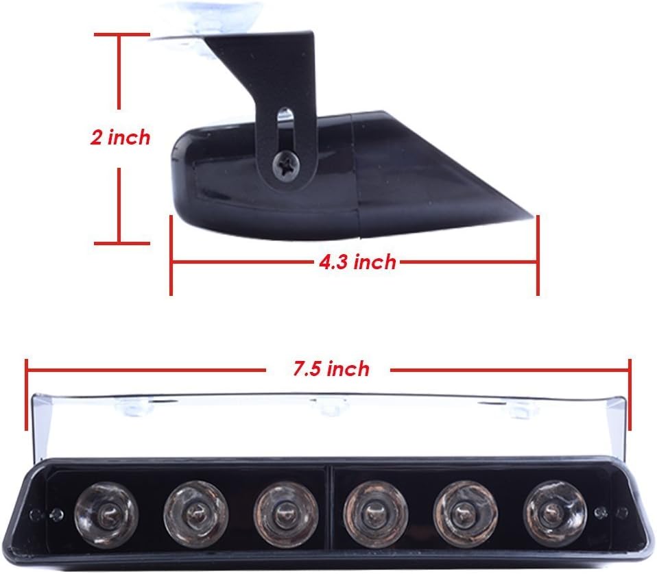 Emergency Lights, 16 Flashing Modes Bright Blue LED Warning Strobe Lighting for Vehicle Dash Windshield, Black