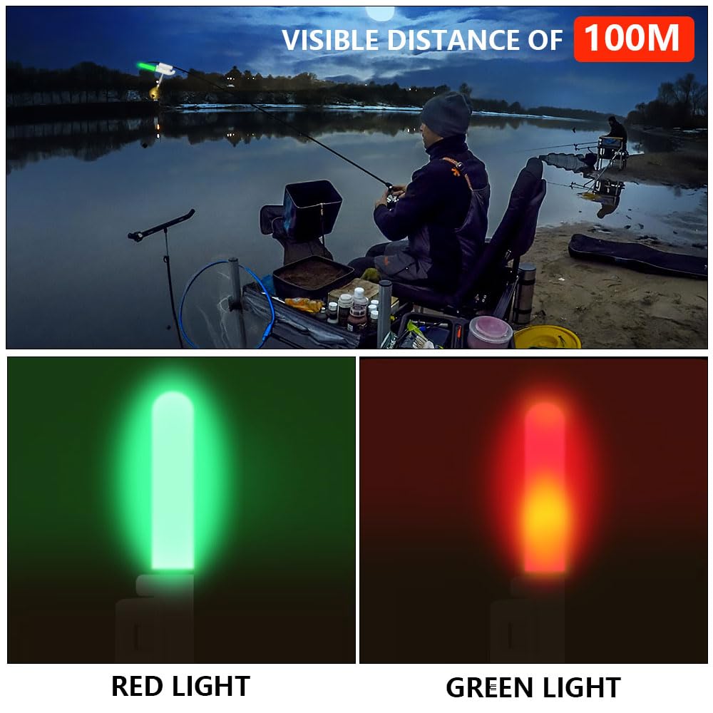 6 Pezzi Starlight Pesca a Batteria, Starlight LED Pesca, Campana di Allarme di Pesca Impermeabile con Caricatore e Batteria per La Pesca Notturna