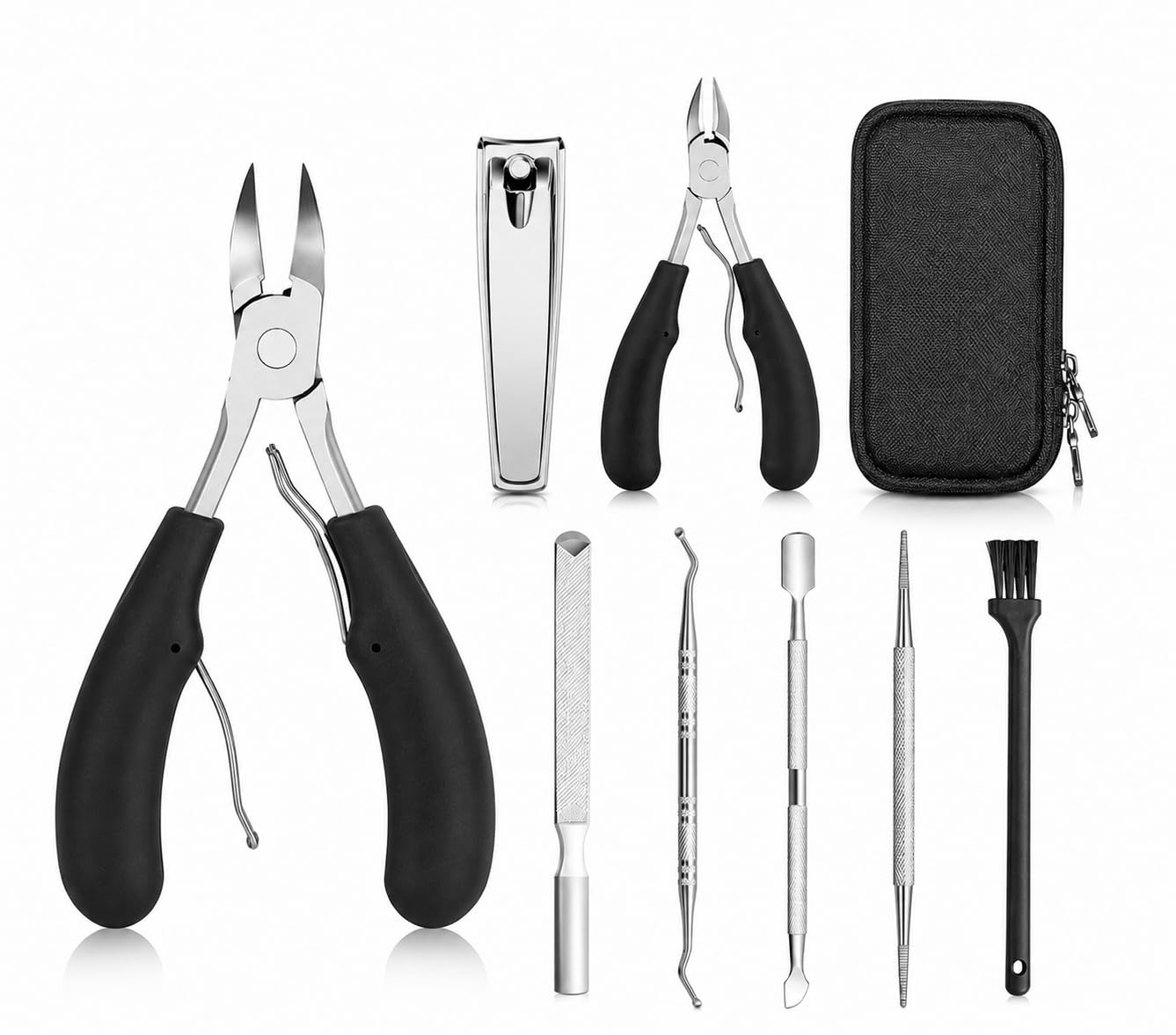 Xixter 7-Piece Heavy Duty Toenail Clippers for Thick Nails & Seniors, Professional Ingrown Toenail Removal Kit with Long Handle Nipper, Precision Toe Nail Clipper Set for Men & Podiatry Tools