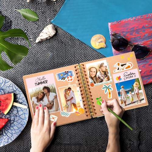Tosnail - Álbum de recortes DIY 2 unidades, 8 x 8 pulgadas, 160 páginas en papel kraft grueso, libro de recuerdos, libro de firmas para bodas y aniversarios, familia y escuela miniatura 7