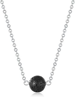Lava Stone Bead Essential Oil Diffuser Necklace, Lava Ball Essential Pendant Aromatherapy Jewelry with 16.5 inches O Chain