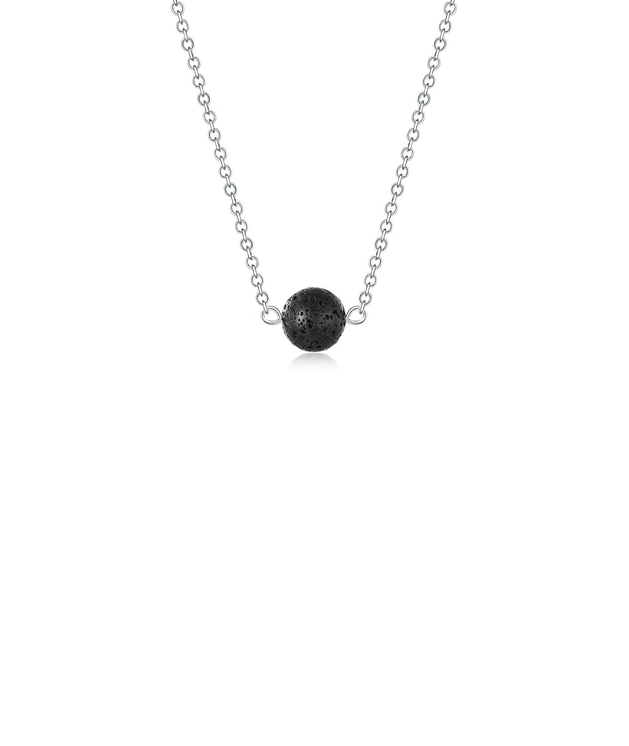 lenoup Lava Stone Bead Essential Oil Diffuser Necklace, Lava Ball Essential Pendant Aromatherapy Jewelry with 16.5 inches O Chain